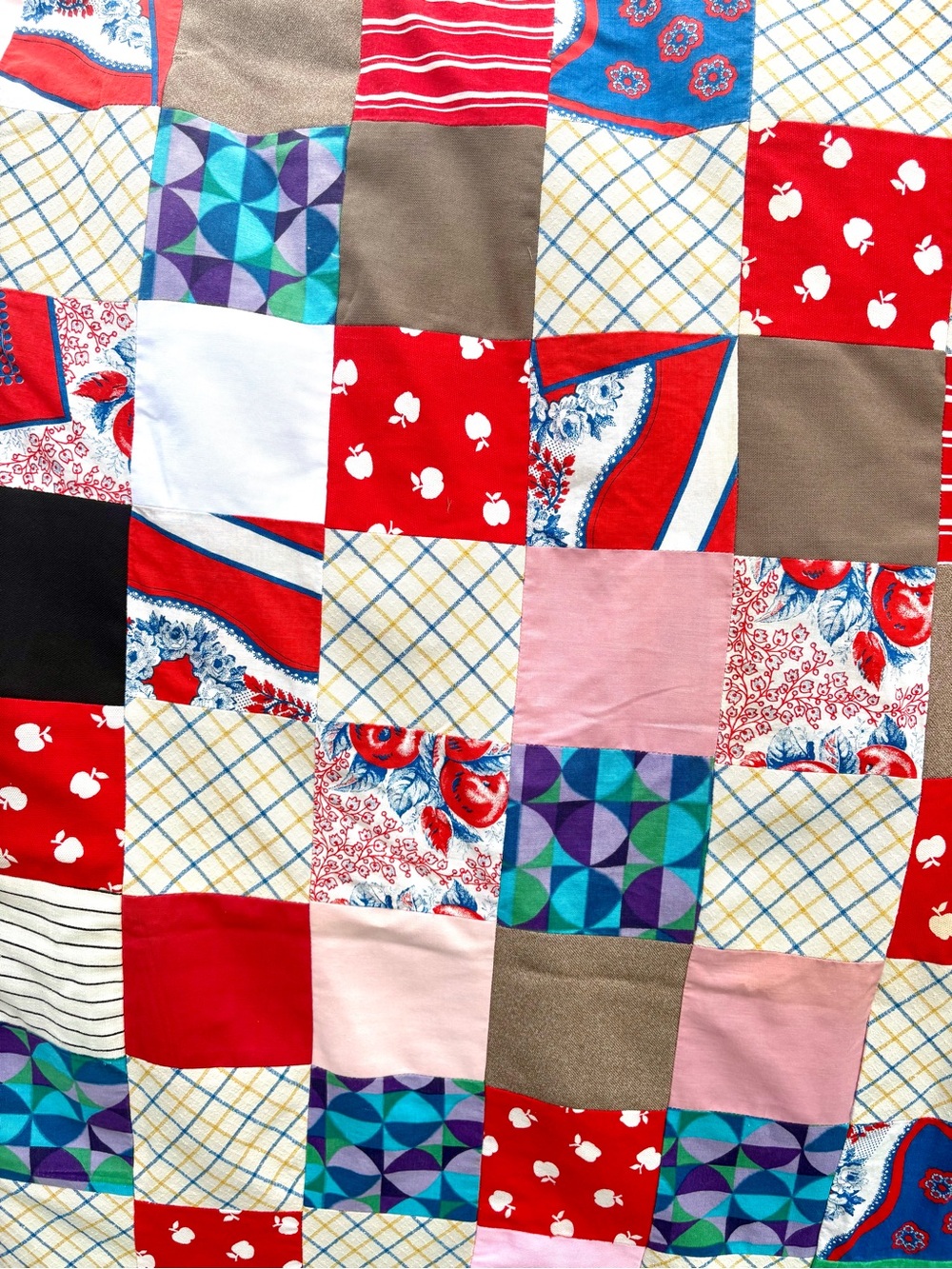 Patchwork Cotton Quilt in Red, Pink, Cream - Picture 3 of 5